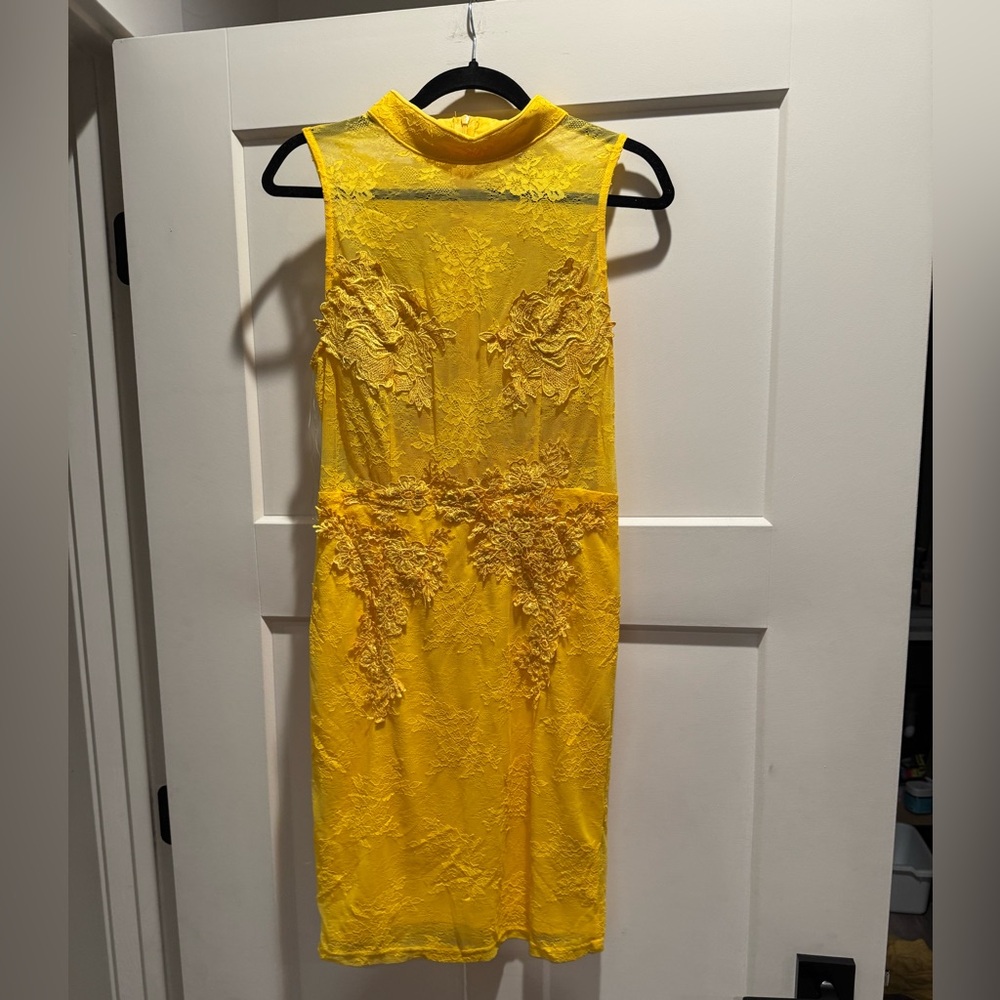 NWOT Fashion Nova Sunflower Yellow Lace Dress